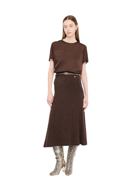 Gonna midi in maglia con paillettes CIOCCOLATO Liu Jo | MF5295MA27RA4367